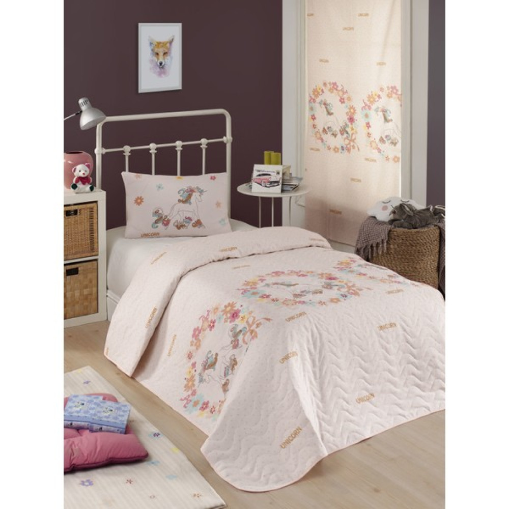 Eponj Home Kapitone Yatak Örtüsü Seti Tek Kişilik Unicornlar Pembe - 160 x 220 cm Yatak Örtüsü Fiyatı