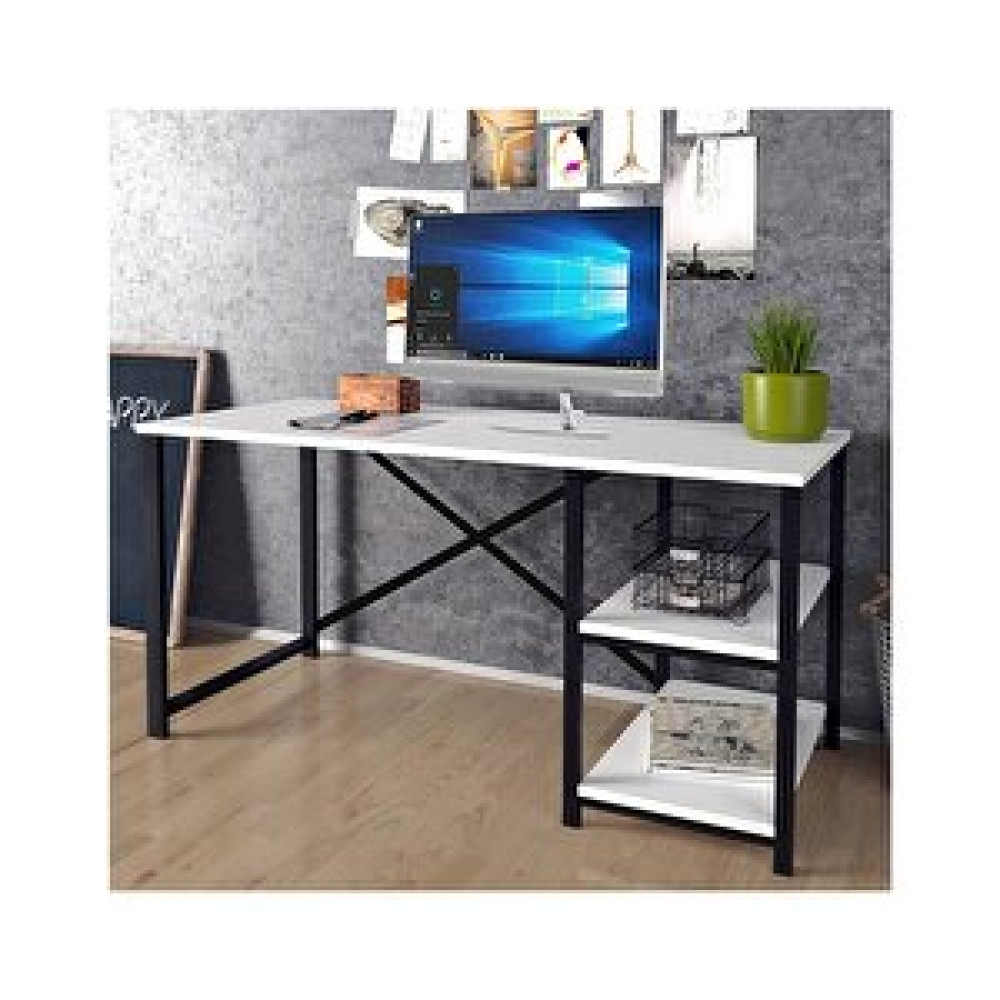 Eportatif Çalışma Masası Raflı Ofis Laptop Bilgisayar Masası Beyaz 1180 Bilgisayar Masası Fiyatı
