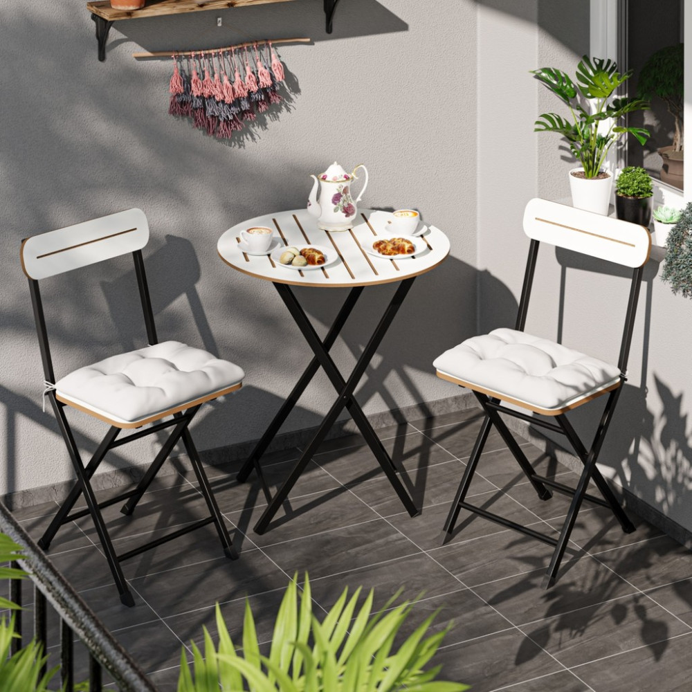 Eportatif Minderli Bistro Takım Bahçe Masa Sandalye Yuvarlak Beyaz 1485 Diğer Fiyatı