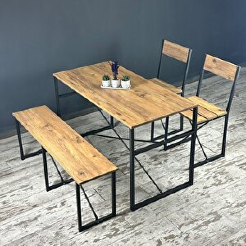 Eportatif Mutfak Masası Bench Bank 120x60 Masa Set 2 Adet Sandalye Yemek Masası 1225 Masa - Sandalye Seti / Takımı Fiyatı