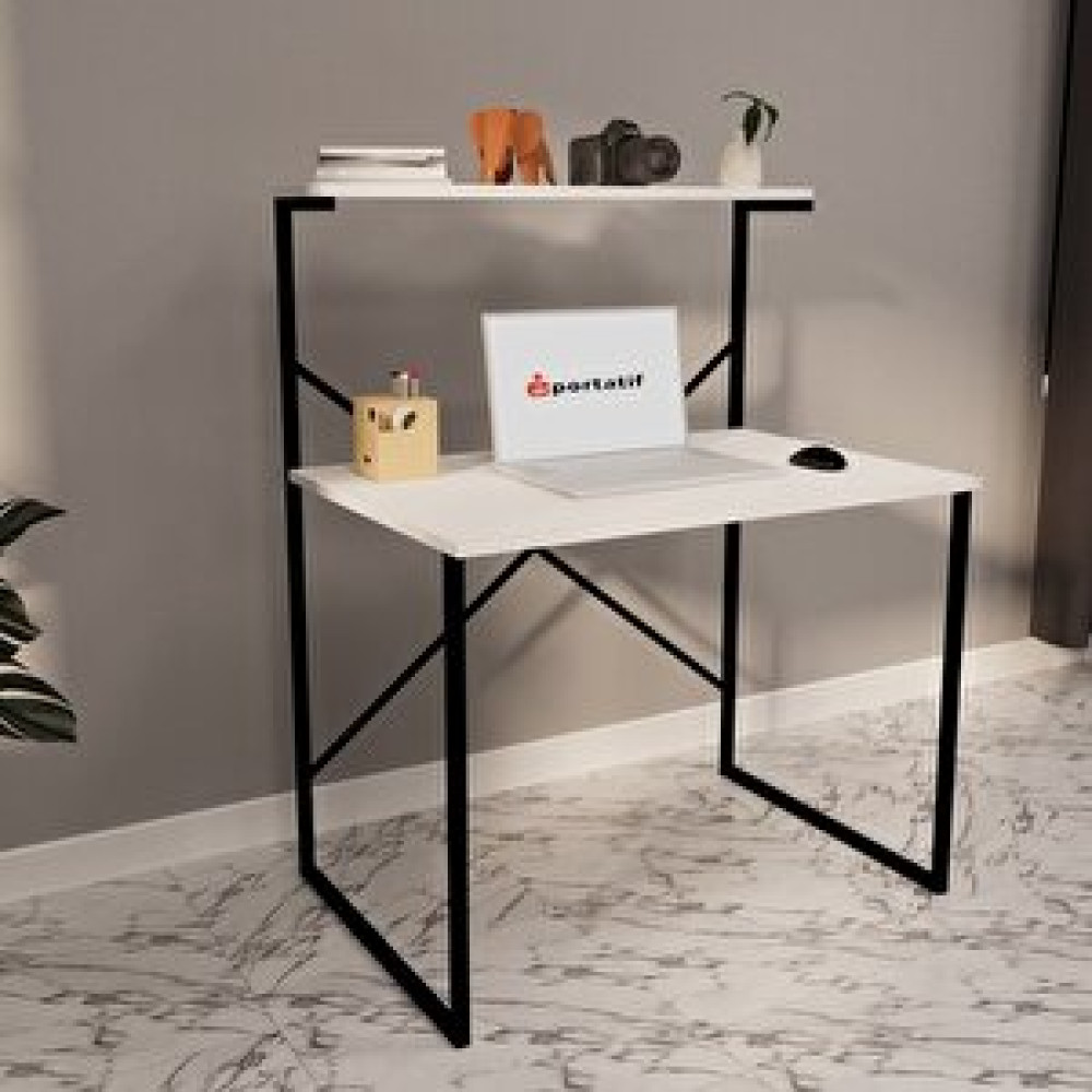 Eportatif Raflı Çalışma Masası 60x90 Ofis Masası Ders Masası Çok Amaçlı Çalışma Masası Beyaz 1309 Bilgisayar Masası Fiyatı