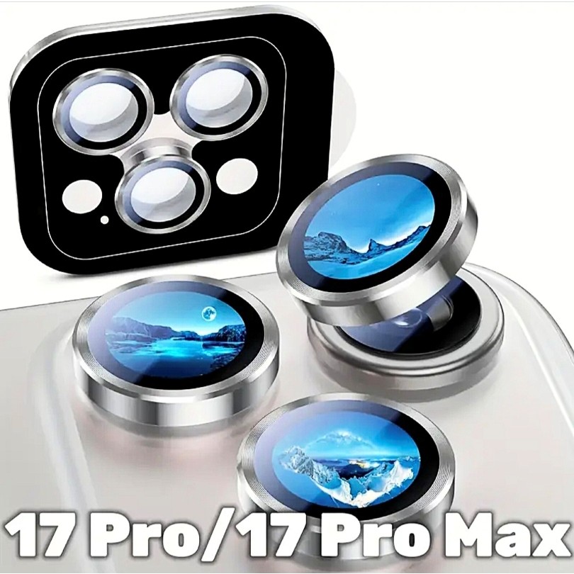 Epro iPhone 17 Pro Max Safir Kolay Uygulama Aparatlı Metal Çerçeveli Yüksek Kaliteli Kamera Lens Koruyucu - Gümüş Cep Telefonu Fiyatı