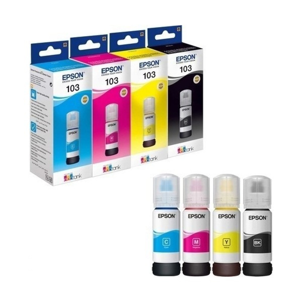 Epson 103 Ecotank 65 ml 4 Renk Kutulu Orijinal Mürekkep Seti - Renkli Kartuşlar Fiyatı