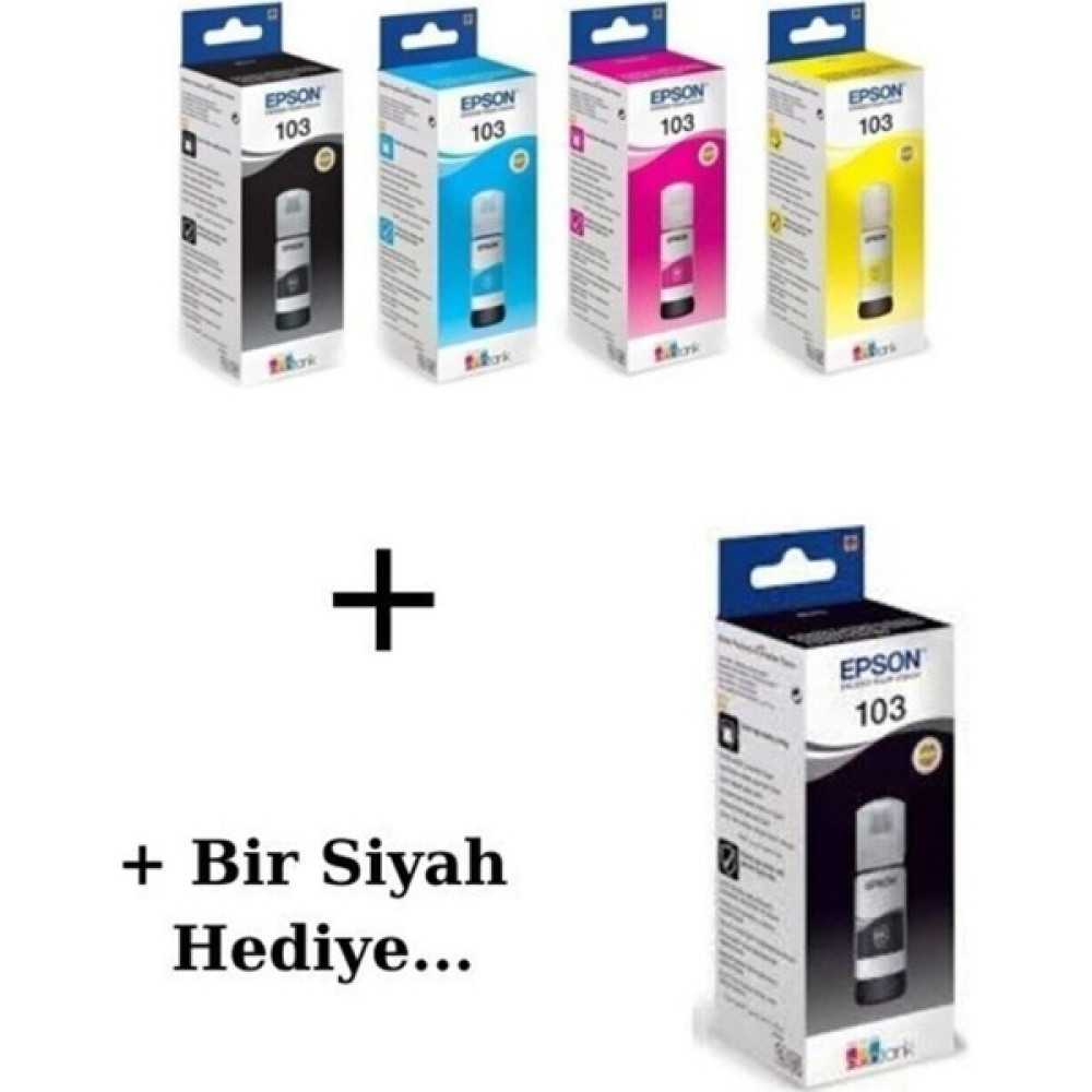 Epson 103 Hediyeli L3151 Siyah ve Renkli Orjinal Mürekkep Seti 65ML*4 + 1 Siyah Hediye Epson 103 Epson 103 Epson 103 664 - Açık Siyah Kartuşlar Fiyatı