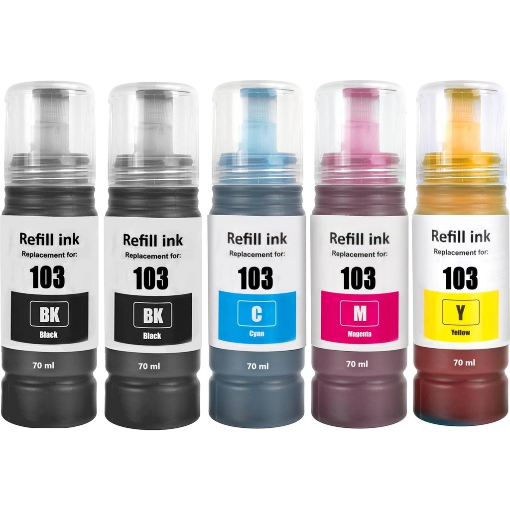 Epson 103 Muadil Uyumlu 4 Renk Mürekkep Takımı, L3110/L3111/L3150/L3151/L4150/L6190/L6160 Uyumlu +1 Siyah - Renkli Muadil Kartuş Fiyatı