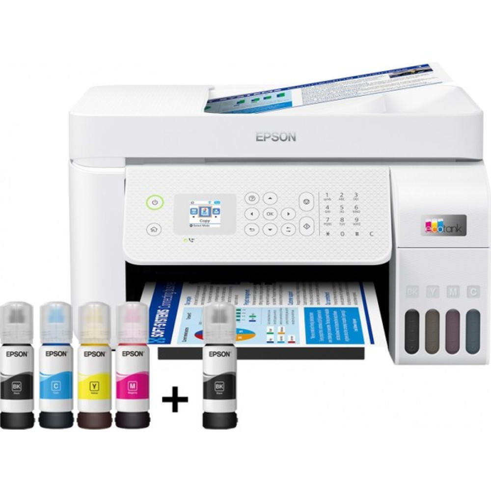 Epson L5296 Ecotank Çok Fonksiyonlu ( Baskı, Fotokopi, Tarama , Faks ) ( Usb, Wifi, Wi-Fi Direct ) Orijinal Epson 4 x 65 ml + 1 Ekstra Siyah Mürekk... Yazıcılar Fiyatı