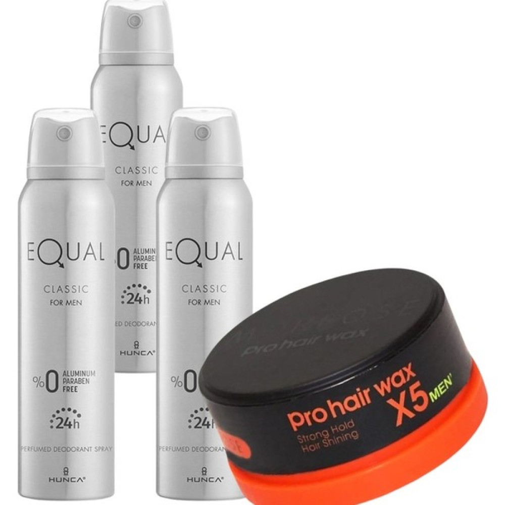 Equal Erkek Deodorant 150 ml 3 Adet Alüminyumsuz + Morfosemen Pro Hair Wax Strong Hold (Turuncu) 150 gr Oto Boyaları Fiyatı