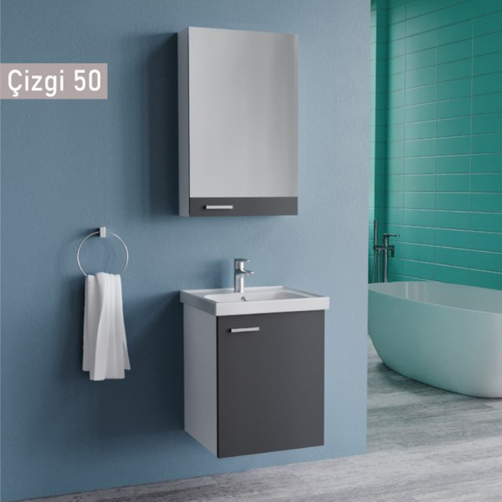 Era Çizgi 50 cm Antrasit Banyo Dolabı Banyo Dolabı / Mobilyası Fiyatı