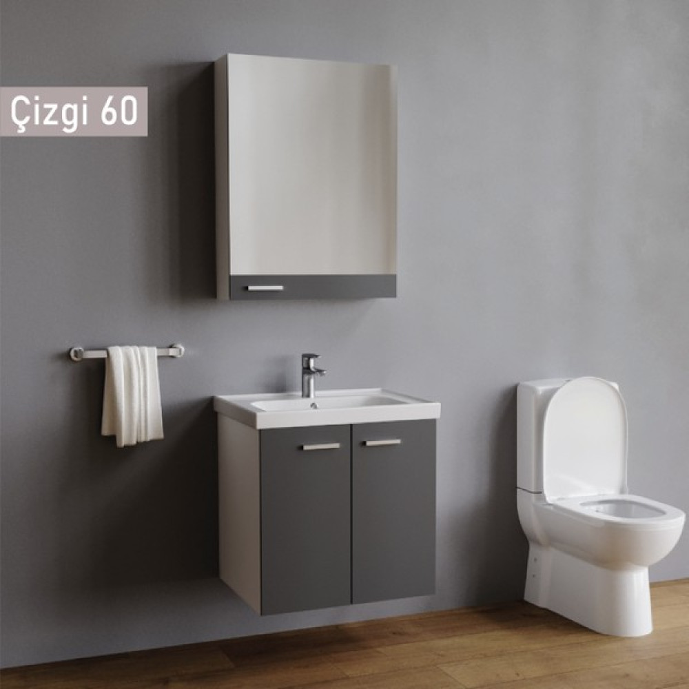 Era Çizgi 60 cm Antrasit Banyo Dolabı Banyo Dolabı / Mobilyası Fiyatı