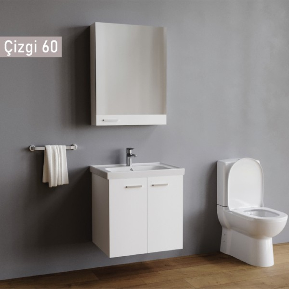 Era Çizgi 60 cm Beyaz Mdf Banyo Dolabı Takımı Banyo Dolabı / Mobilyası Fiyatı