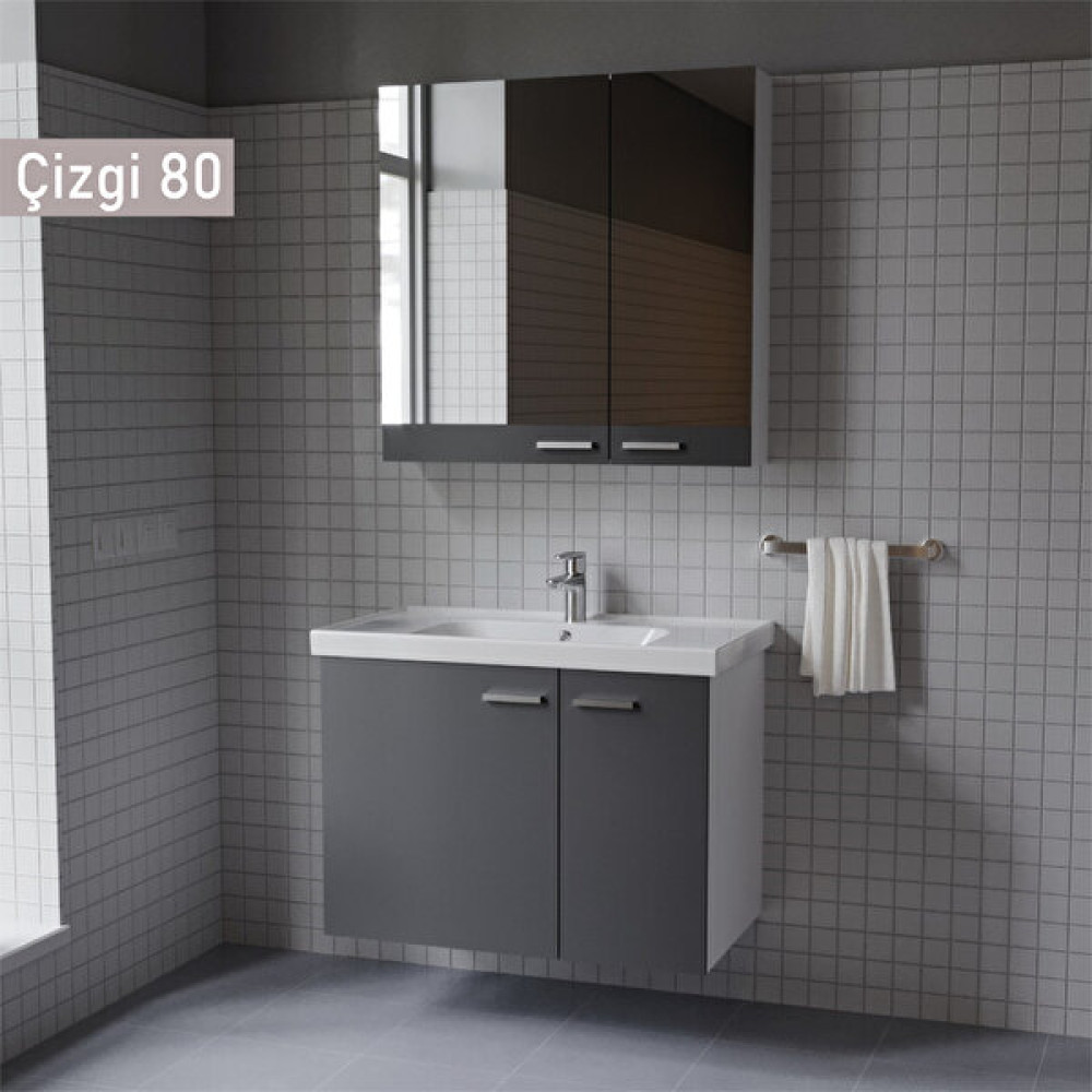 Era Çizgi 80 cm Antrasit Banyo Dolabı Banyo Dolabı / Mobilyası Fiyatı