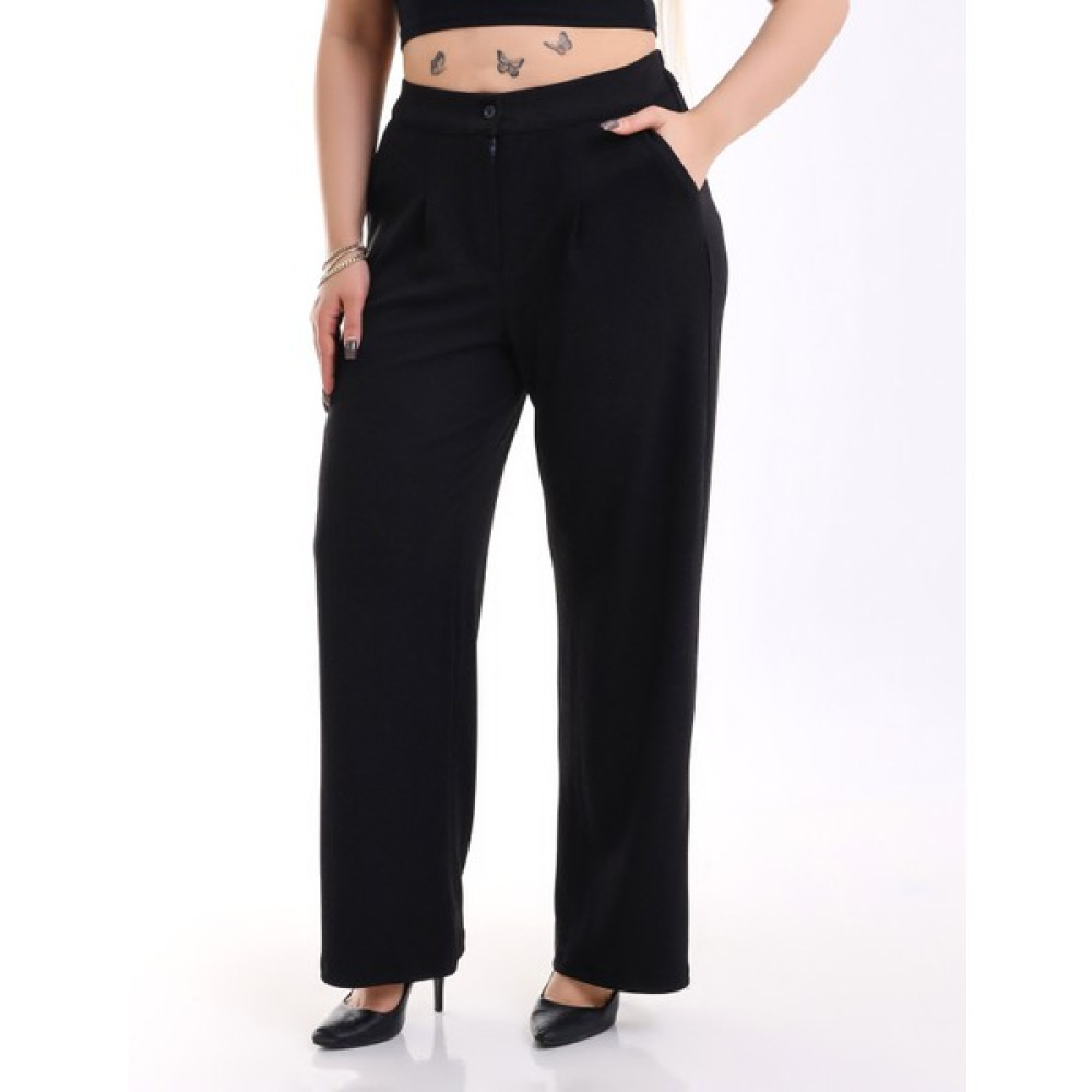 Era Lisa Siyah Yüksek Bel Beli Lastikli Pileli Büyük Beden Örme Pantolon Kadın Pantolon Fiyatı