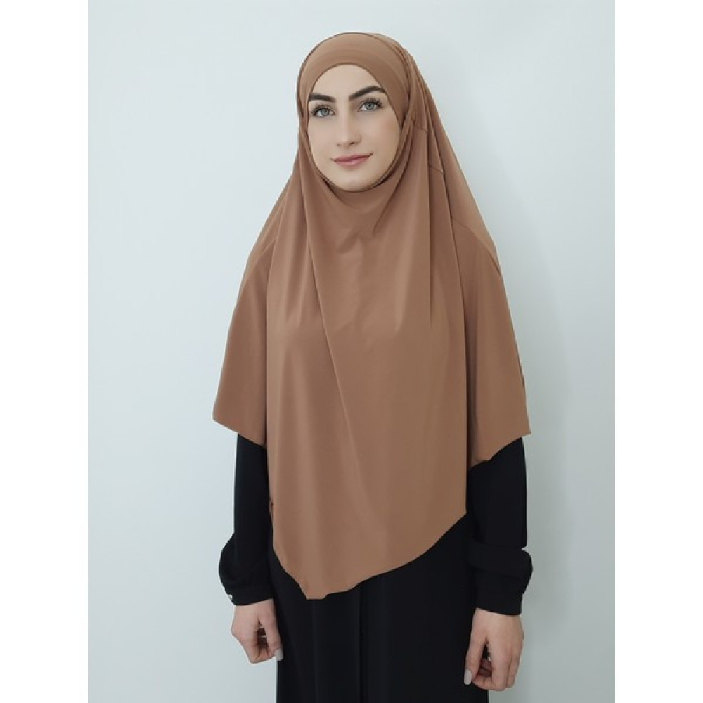 Erasra Class Hazır Sufle Baglamalı Pratık Peceli Büyük Esarp Khimar Camel Renk Eşarp Fiyatı