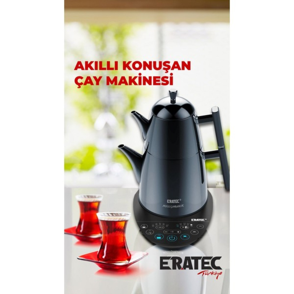 Eratec Tm-53 Tam Otomatik Konuşan Akıllı Siyah Çaydanlık Çay Makineleri Fiyatı