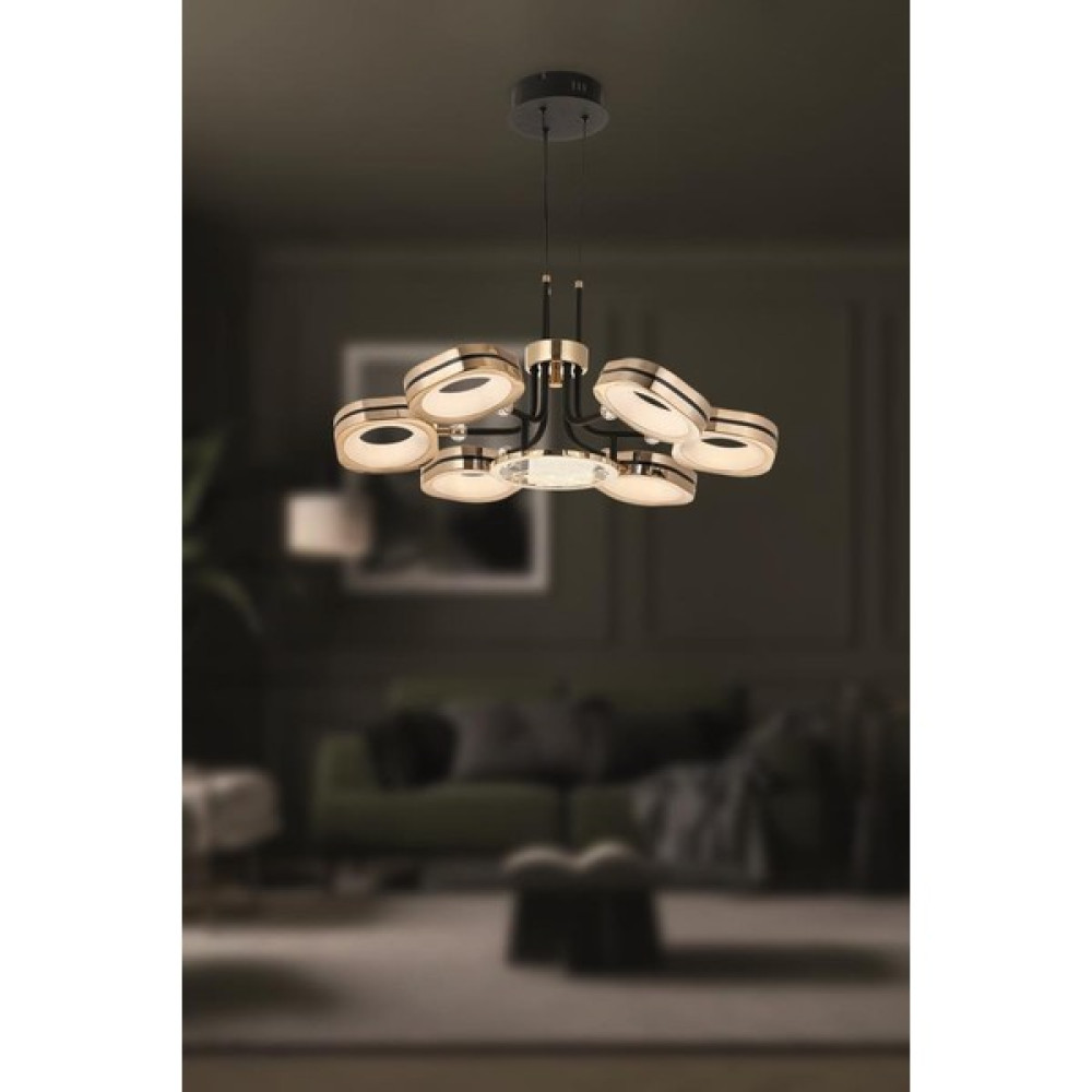 Eray Aydınlatma 5093-6 Sarı Siyah LED Avize - Siyah - Gold - 6'lı Avize Fiyatı