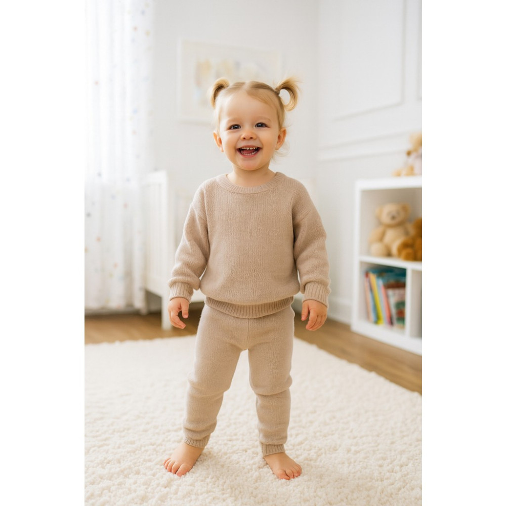Eray Kids Kız Bebek Düz Taytlı Örme Triko Alt - Üst Takım (6-9-12-18 Aylık) Diğer Fiyatı