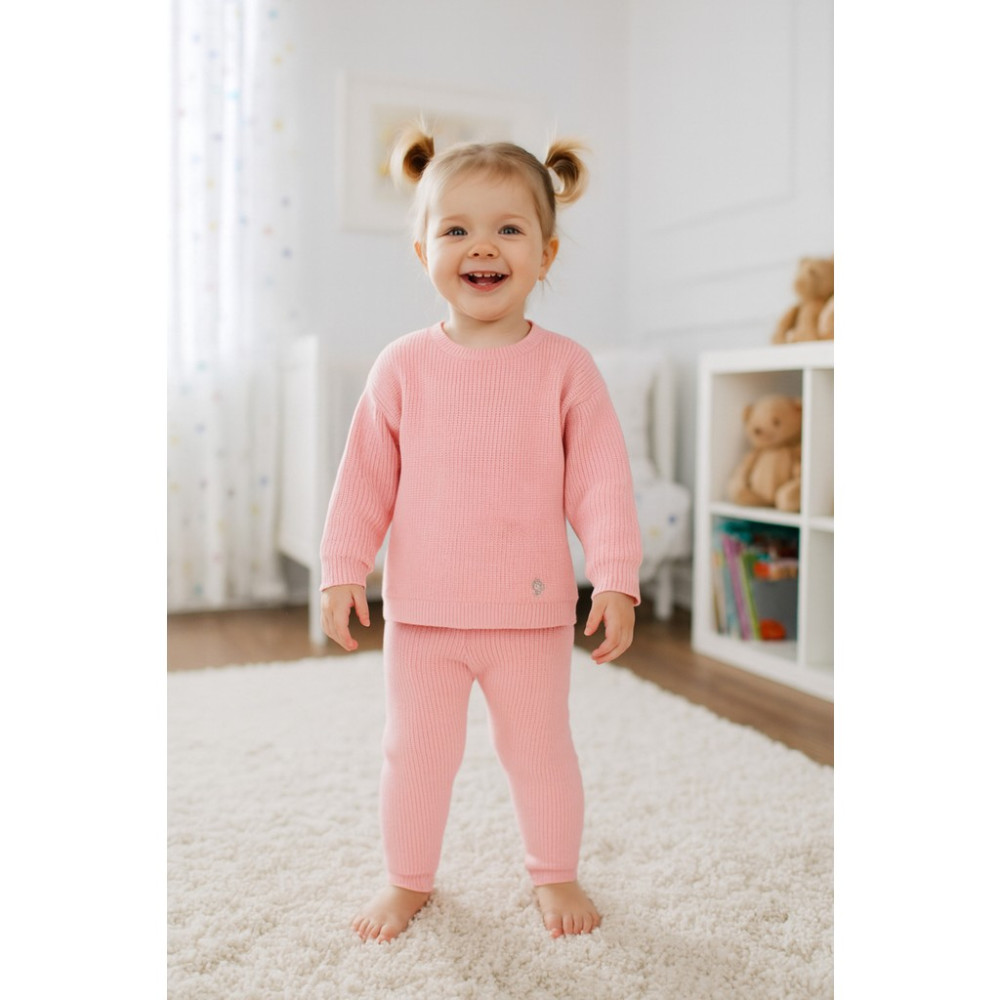 Eray Kids Kız Bebek Pamuklu Tüylenme Yapmayan Düz Taytlı Örme Triko Alt - Üst Takım (6-9-12-18 Aylık) Diğer Fiyatı