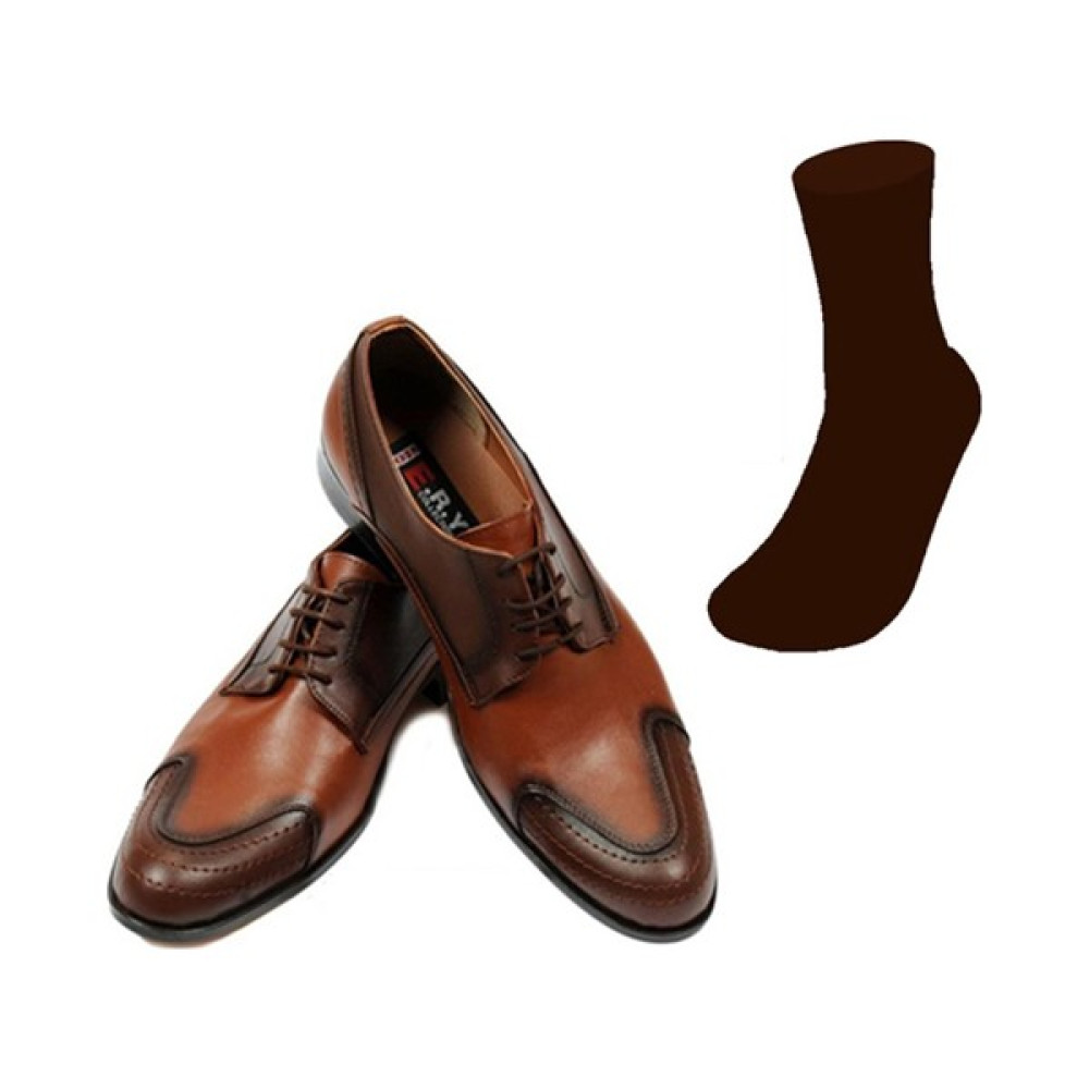Eray Kundura Klasik Taba Erkek Ayakkabısı ve Gabriel Najdorf Organic Socks Bambu Kahverengi Çorap Erkek Klasik Ayakkabılar Fiyatı