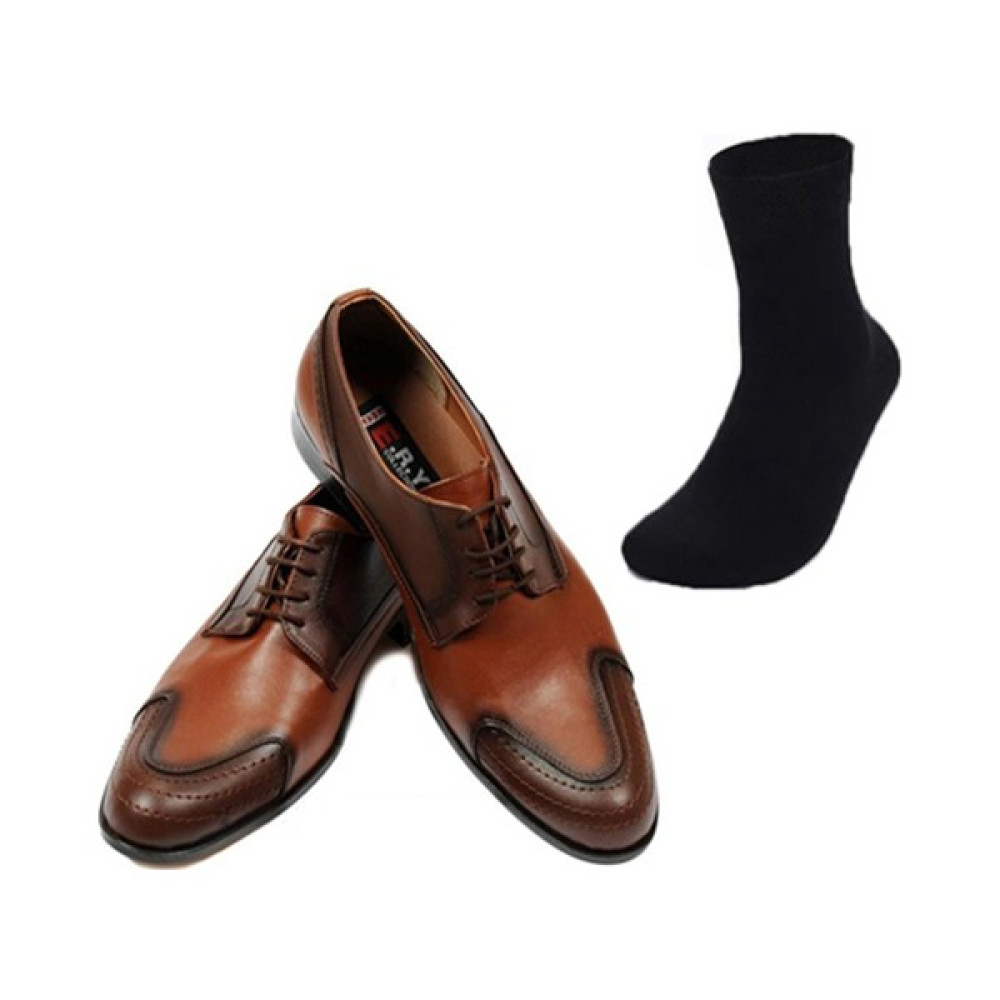 Eray Kundura Klasik Taba Erkek Ayakkabısı ve Gabriel Najdorf Organic Socks Bambu Siyah Çorap Erkek Klasik Ayakkabılar Fiyatı