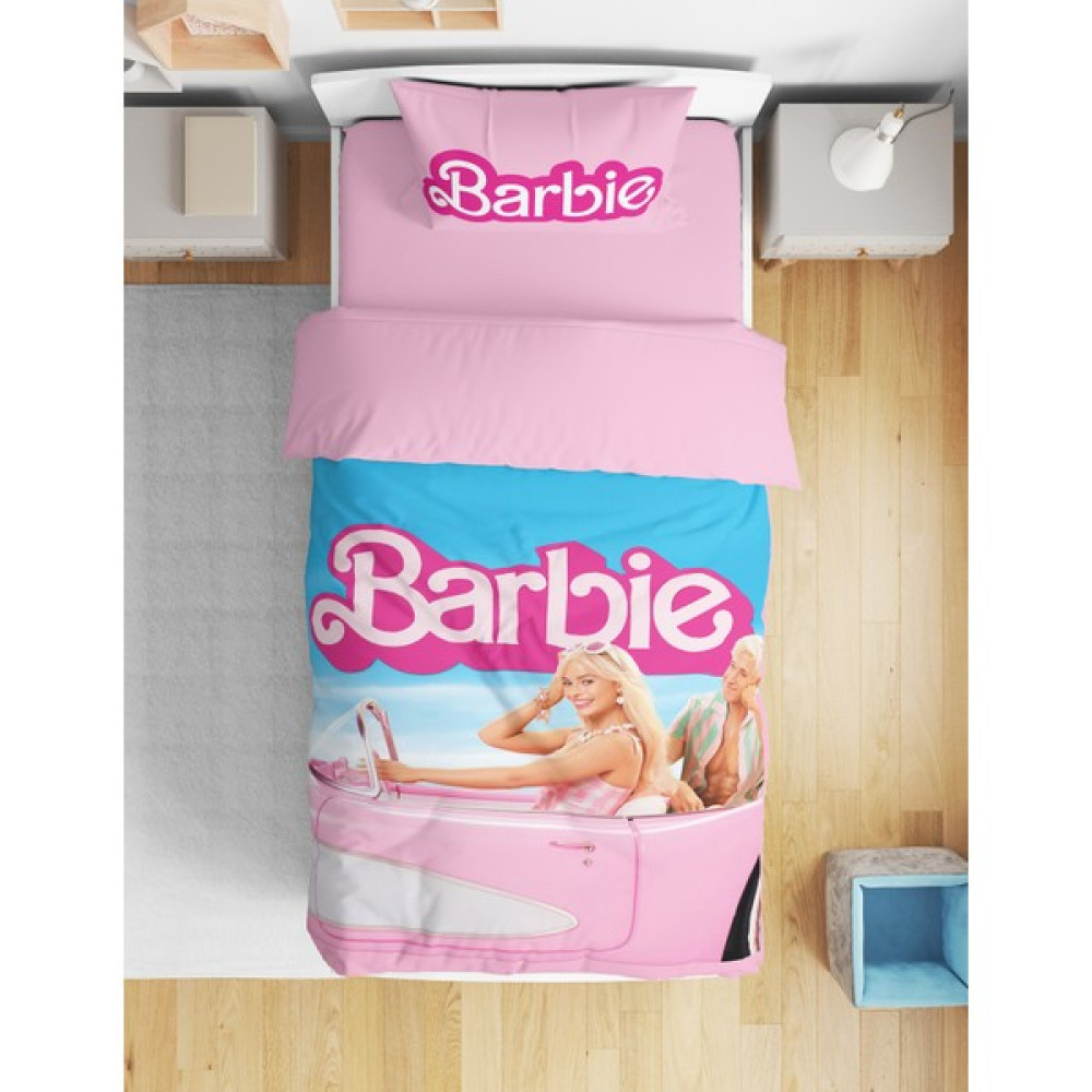 Erays Home Erayshome Barbie 3D Baskılı Tek Kişilik Nevresim Takımı - 160 x 220 cm - Pembe - Mavi Nevresim Takımı Fiyatı