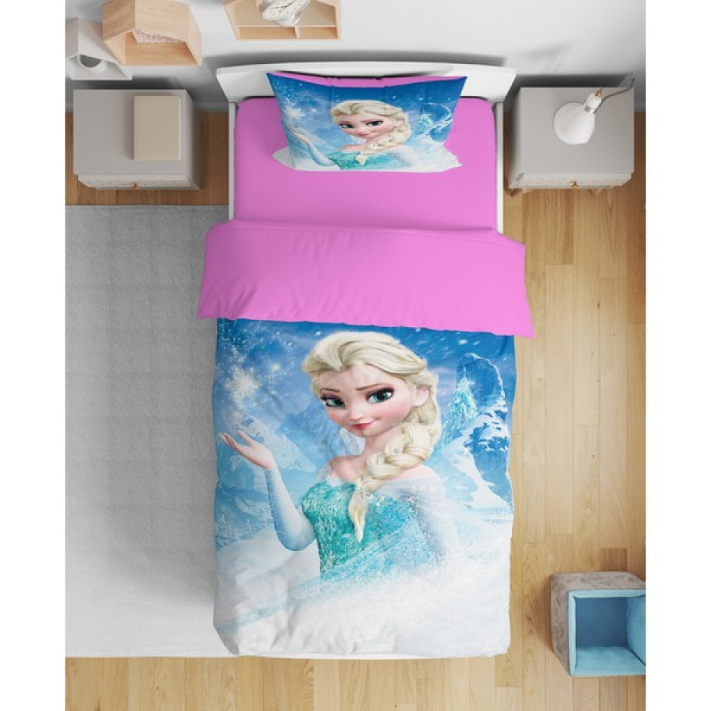 Erays Home Erayshome Frozen Elsa 3D Tek Kişilik Çarşafsız Nevresim Takımı - Açık Mavi - Pembe - 160 x 220 cm Nevresim Takımı Fiyatı