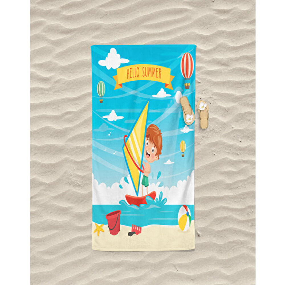 Erays Home Hello Summer Erkek Çocuk Desenli Baskılı Plaj Havlusu - Mavi - 70 x 140 cm Plaj Havlusu Fiyatı