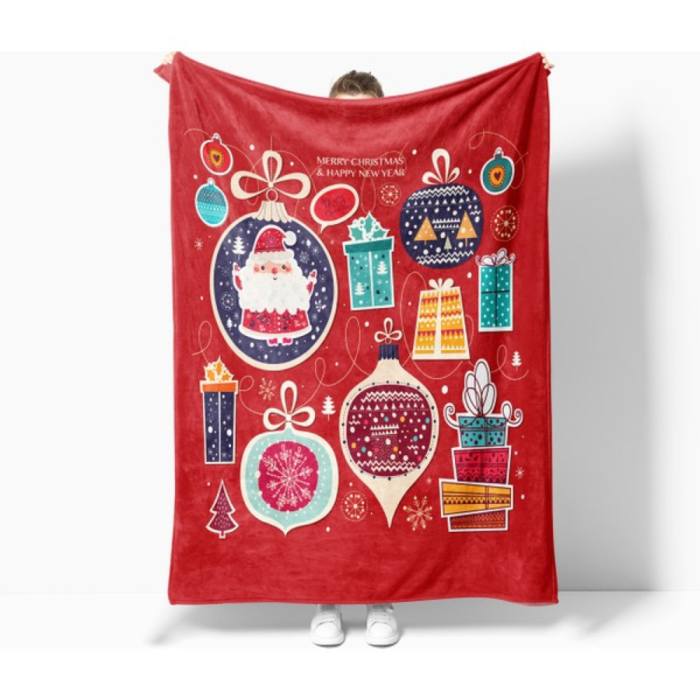 Erays Home Yılbaşı & Christmas Desenli Polar Tv Battaniyesi - 130 x 170 cm - Kırmızı Battaniye Fiyatı