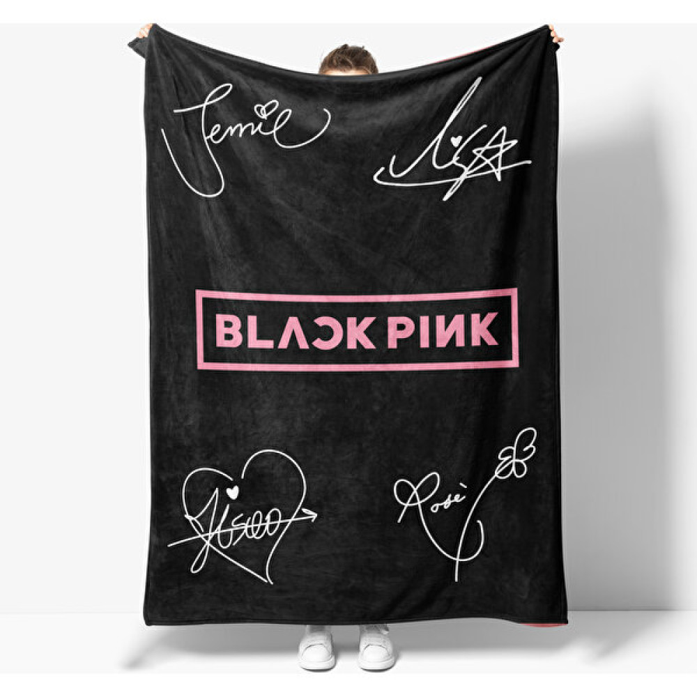 Erayshome Black Pink Desenli Baskılı Polar Tv Battaniyesi - 140 x 170 cm - Siyah Battaniye Fiyatı