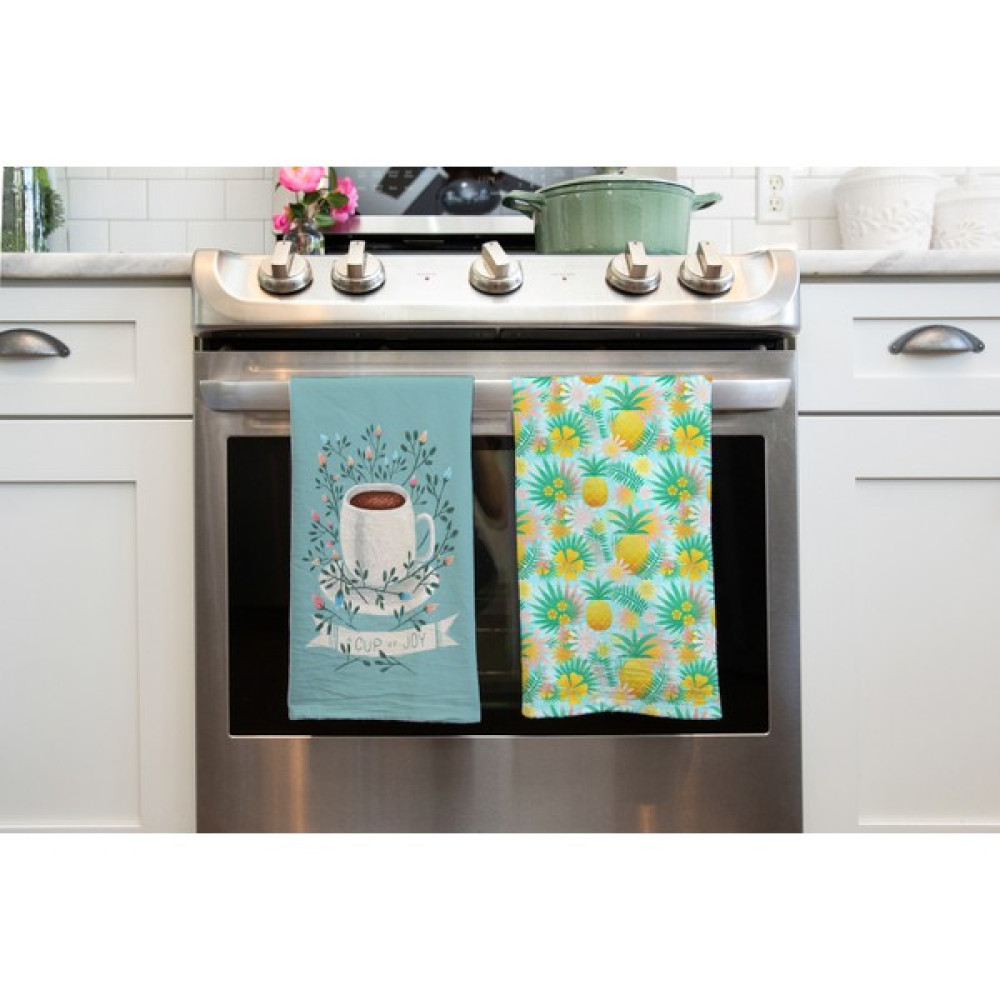 Erayshome Mutfak El Havlusu Cup ve Ananas Desen Baskılı 2'li Set - Açık Mavi - 30 x 50 cm El / Yüz Havlusu Fiyatı