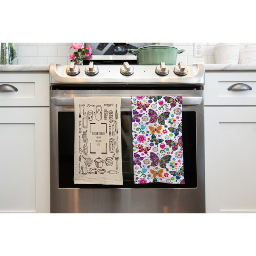Erayshome Mutfak El Havlusu Kitchen ve Kelebek Desen Baskılı 2'li Set - Krem - 30 x 50 cm El / Yüz Havlusu Fiyatı