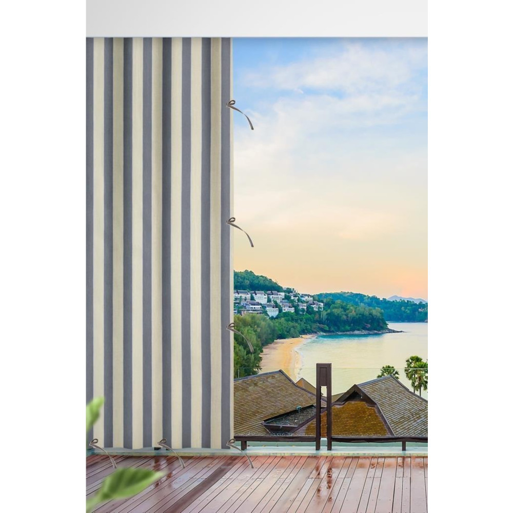 ERCANLI Balkon Perdesi Branda Kumaşı- Enxboy Yağmur Geçirmez-kalın-bağcıklı-düğmeli Gri Krem 100 x 190 Beden Fon Perde Fiyatı