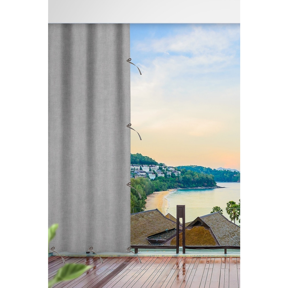ERCANLI Her Ölçüde Enxboy Seçenekli Yağmur Geçirmez- Bağcıklı Balkon Perdesi-balkon Brandası Düz Gri- 100 x 210 Beden Fon Perde Fiyatı
