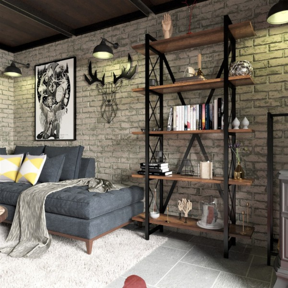 Erciyes Metal Kitaplık 180X90 cm - Kahverengi Kitaplık Fiyatı
