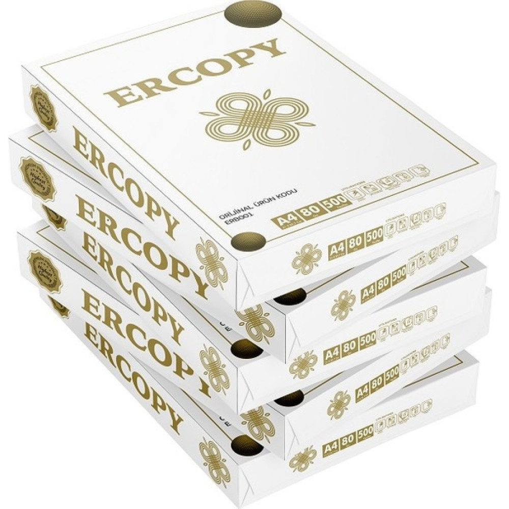 Ercopy Fotokopi Kağıdı A-4 80 gr 500'LÜ 5 Paket - Beyaz Fotokopi Kağıdı Fiyatı