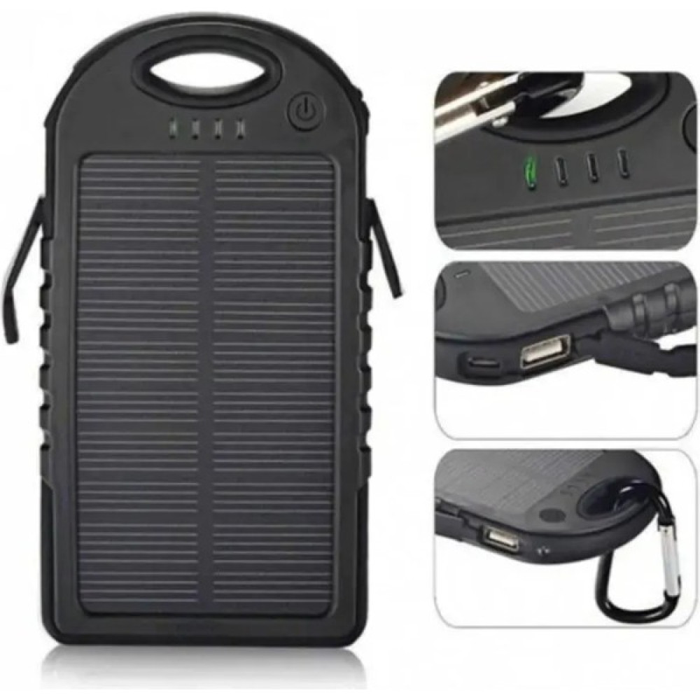 Erdem Store Güneş Enerjili Solar Panelli Powerbank 20000MAH Kamp Tipi Taşınabilir Şarj Aleti - Siyah Taşınabilir Şarj Cihazı - Powerbank Fiyatı