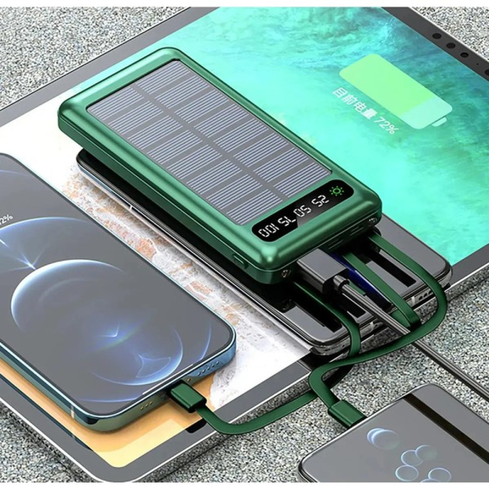 Erdem Store Güneş Enerjili Solar Panelli Powerbank LED Işıklı Taşınabilir Şarj Aleti 30000MAH - Yeşil Taşınabilir Şarj Cihazı - Powerbank Fiyatı