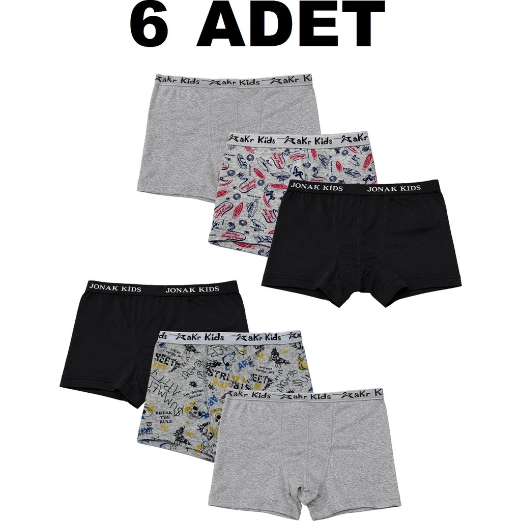 Erdenay Tekstil Pamuklu Likralı Erkek Çocuk Boxer 6'lı Paket - Karışık Renkli Diğer Fiyatı