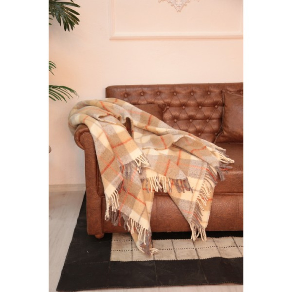 Erdilhome Ekose Yün Scotch Çift Kişilik Battaniye Bej - 180 x 220 cm Battaniye Fiyatı