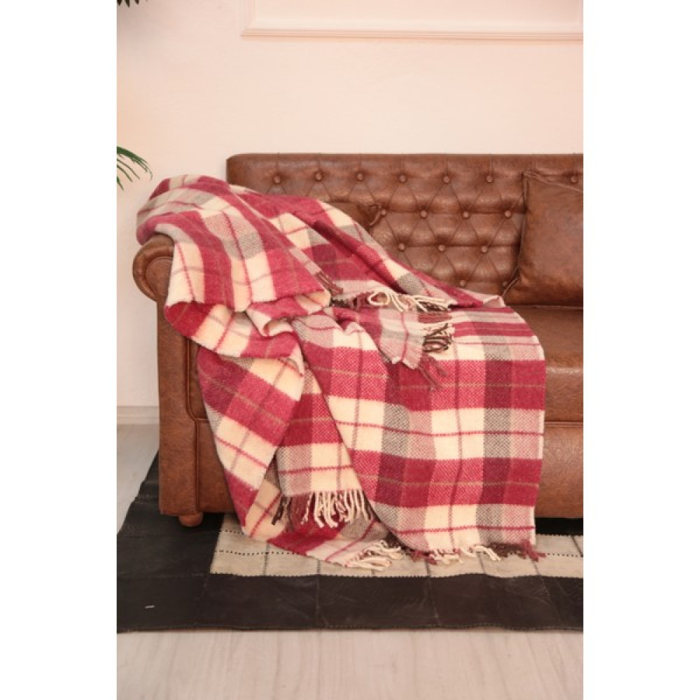 Erdilhome Ekose Yün Scotch Çift Kişilik Battaniye Kırmızı - 180 x 220 cm Battaniye Fiyatı