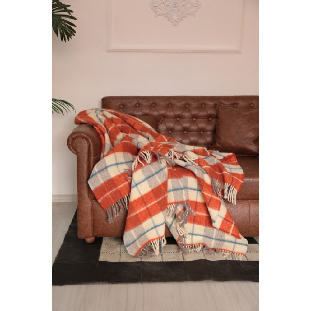 Erdilhome Ekose Yün Scotch Çift Kişilik Battaniye Turuncu - 180 x 220 cm Battaniye Fiyatı