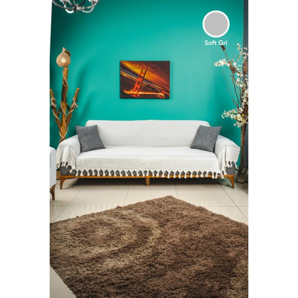 Eren Home Açık Gri Kolları Örten Battal Boy Pamuklu Buldan El Bağlama Koltuk Örtüsü 180X300 cm - 180 x 300 cm - Ekru Koltuk & Kanepe Örtüsü Fiyatı