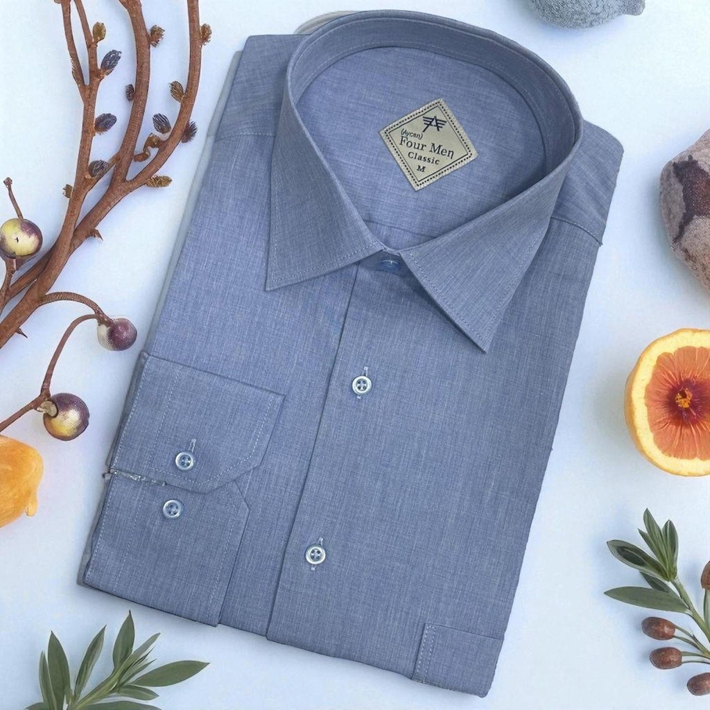 Eren Style Klasik %100 Cotton Uzun Kollu Terletmeyen Kışlık Flanel Kumaş Indigo Mavi Gömlek (Regular Kalıp) Giyim & İç Giyim Fiyatı