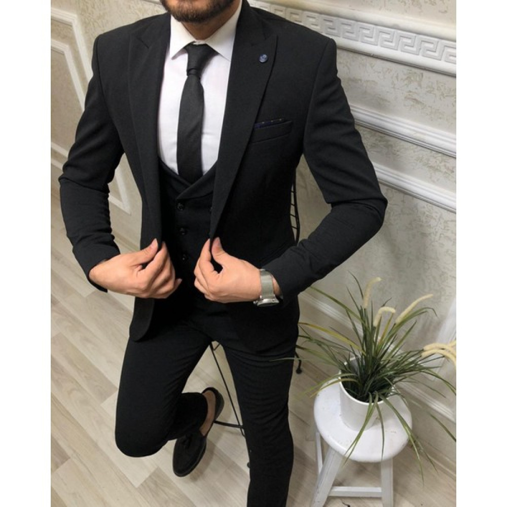 Erenes Zara Kumaş Slim-Fit Trend Siyah Takım Elbise Erkek Mont Fiyatı