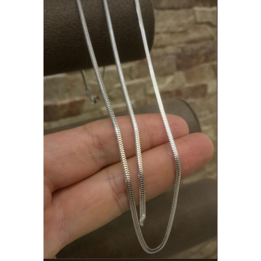 Erer Gümüş Gümüş 2,5 mm Yassı Döküm Yılan Erkek Zincir Kolye ve Bileklik Takım - 55 cm Gümüş Kolye Fiyatı