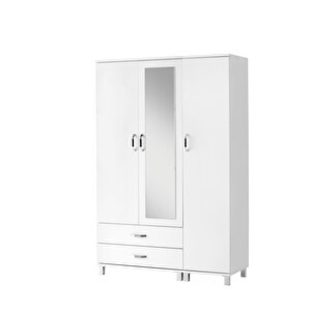 Erezoğulları 3 Kapılı 2 Çekmeceli Gardrop Aynalı Elbise Dolabı 120x46x189cm Beyaz Bebek Odası Gardırop Fiyatı