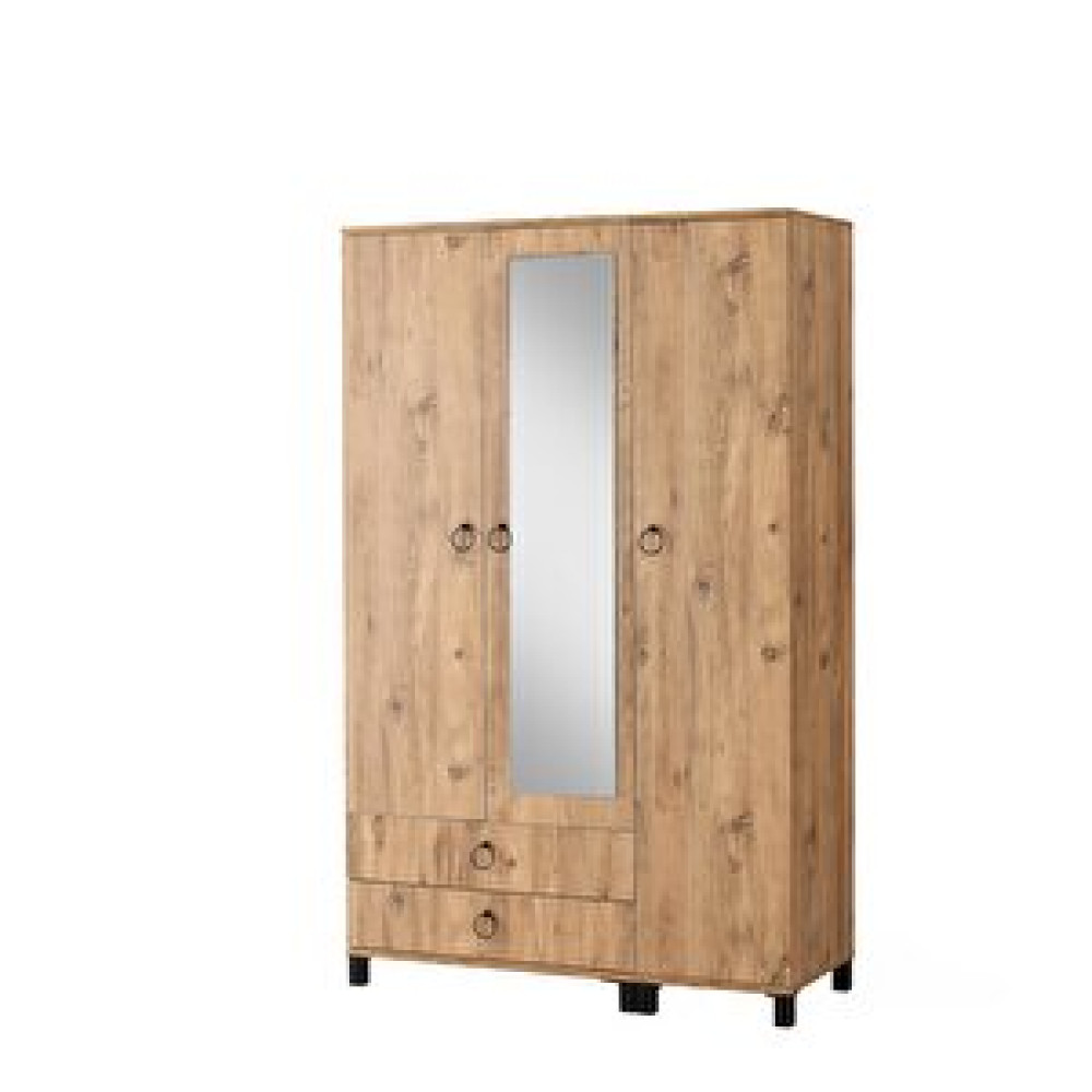 Erezoğulları 3 Kapılı 2 Çekmeceli Gardrop Aynalı Elbise Dolabı 120x46x189cm Ceviz Bebek Odası Gardırop Fiyatı