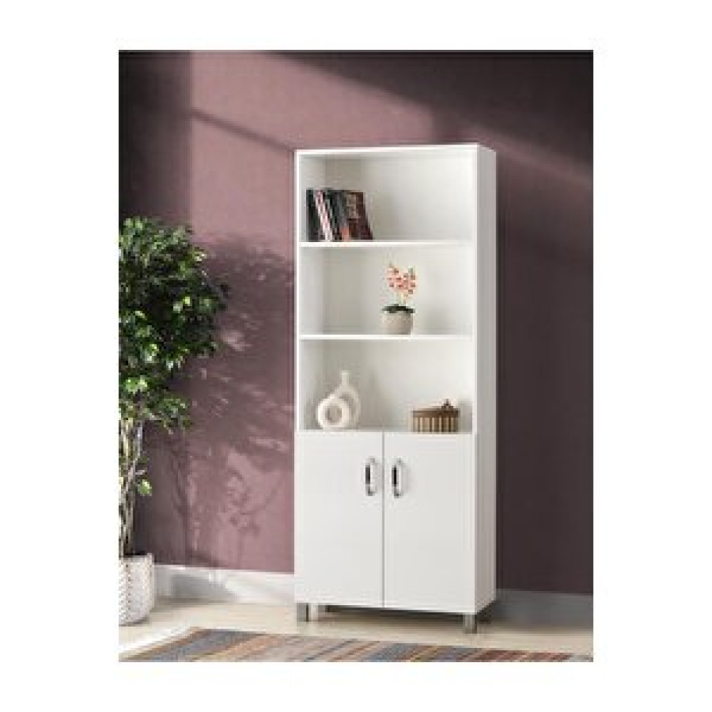 Erezoğulları Buket Dolaplı 5 Raflı Kitaplık 70x32x178cm Beyaz Kitaplık Fiyatı