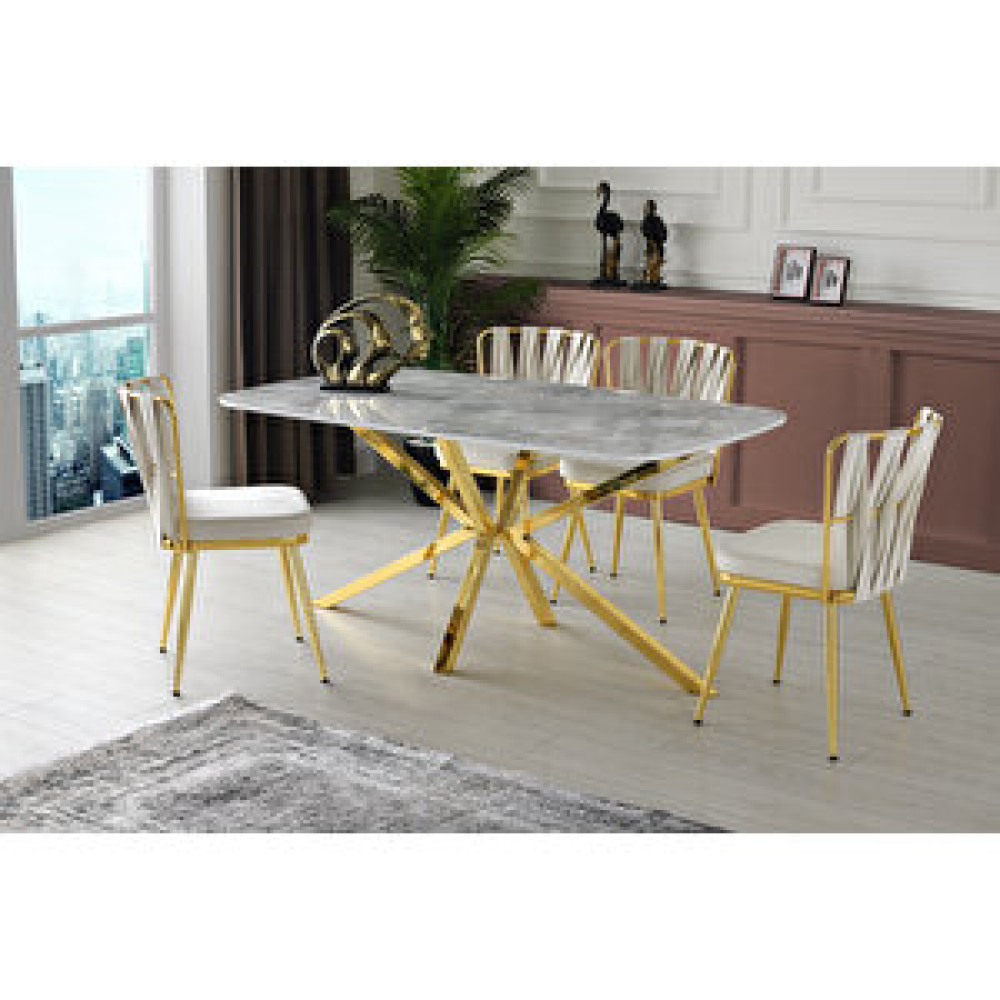 Erezoğulları Çapraz High Gloss Yemek Masası 90*160 Cm Beyaz Yemek & Mutfak Masası Fiyatı