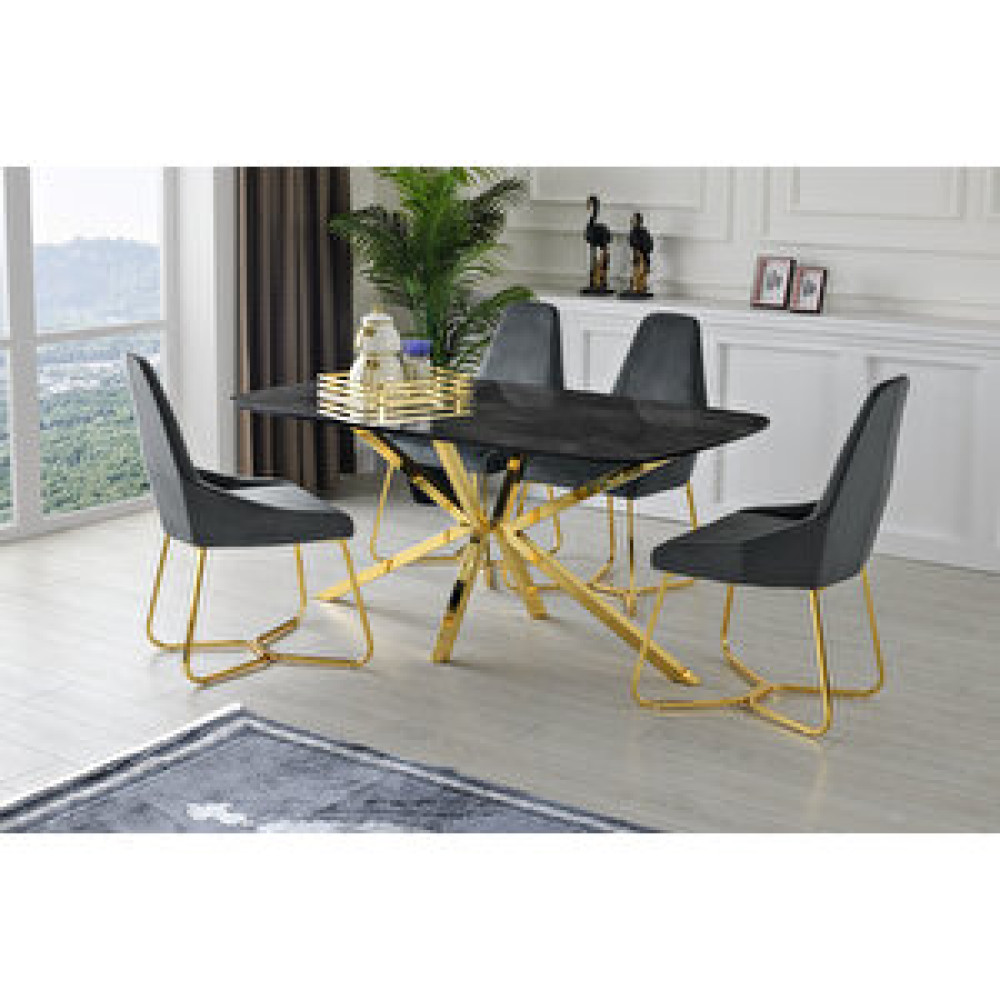 Erezoğulları Çapraz High Gloss Yemek Masası 90*160 Cm Gold Yemek & Mutfak Masası Fiyatı