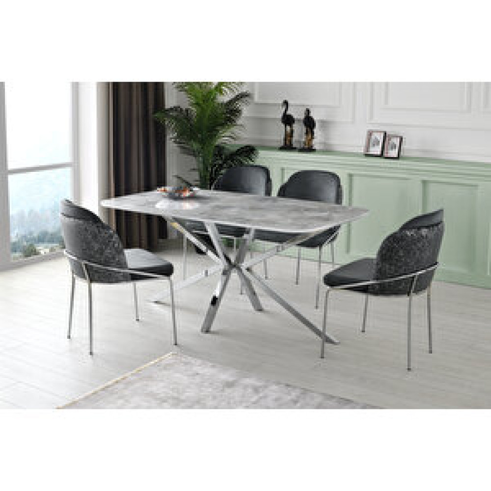 Erezoğulları Çapraz High Gloss Yemek Masası 90*160 Cm Gri Yemek & Mutfak Masası Fiyatı